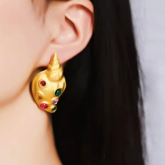 Zara Gold Colorful Shell Earrings - Picture 17 of 17